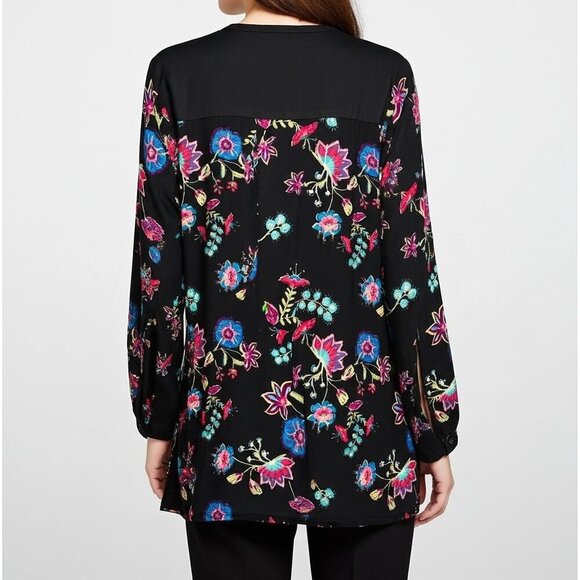 Calessa Boho Velvet Embroidered Floral Top Size M - Picture 12 of 12